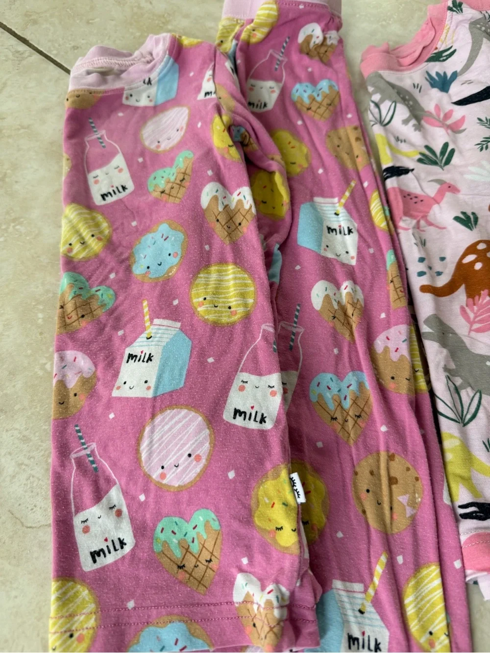 Kids Pink Dinosaur and Animal Print Pajama Set - Brand Unspecified